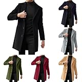 Aidodmom Cappotto caldo da uomo, cappotto invernale, giacca da uomo, cappotto lungo, taglio aderente, cappotto di mezza stagione, gabardina invernale, giacca lunga da uomo, comodo da indossare