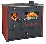 Practik Lux - Stufa a legna con forno e piano cottura, 9,5 kW, colore: rosso