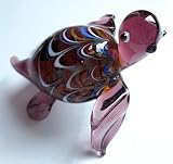Generico Tartaruga in Vetro di Murano, Miniatura Decorativa, Viola Prugna con Motivi Multicolore