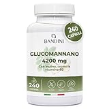Bandini® GLUCOMANNANO FORTE 4.200 mg per Dose Giornaliera, 240 CAPSULE, Arricchito con Cromo, Vitamina B3 e Inulina, Integratore Alimentare con Formula Ad Alto Dosaggio, 100% Vegan, Made in Italy