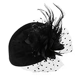 Yuannee Fascinator da Donna Cappello Piumaggio,Fermaglio per Nero Cappello Fascinator Elegante Copricapo Da Sposa Vintage Con Velo Fermaglio per Nero tè Cocktail Fermaglios