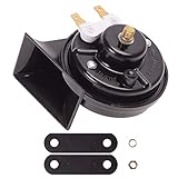 Evermotor Clacson Moto Auto 12V Tromba mucca E-Mark 12 Volt 500 Hz 118 db Nero Adatto per Suzuki Vespa Harley Kawasaki yamaha