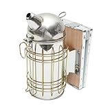 Alveare Fumatore Attrezzature Apicoltura Affumicatore per api in acciaio inox con Cilindro Con Scudo Termico e soffietto in pelle, 160 mm