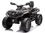 Super Quad Elettrico 24V a 2 Posti per Bambini Can-Am Renegade ATV con Ruote in Gomma 4 Motori Cinture di Sicurezza Sedile in Pelle Ammortizzatori Reali Carico Massimo 50KG (Nero)