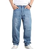 tinetill Jeans Larghi da Uomo Jeans Basic Dritti Streetwear Pantaloni Hip-Hop da Uomo Pantaloni Cargo in Denim Pantaloni Sportivi Larghi Streetwear