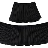 FINGERINSPIRE 3,65 m, nastro in chiffon nero piegato, larghezza 17 cm, in poliestere, elastico piegato, bordo ondulato, inserti in pizzo, per abito e decorazione delle bambole