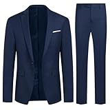 Allthemen Abiti da Uomo 2 Pezzi Suit Slim Fit Wedding Dinner Tuxedo Abiti per Uomo Business Casual Giacca e Pantaloni 10 Colori Disponibili blu navy M