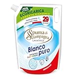 Spuma di Sciampagna - Ecoricarica Detersivo Lavatrice Bianco Puro, Formula Igienizzante Concentrata con Azione Antigrigio Colori Brillanti, 84% di Ingredienti Biodegradabili - 1305 ml, 29 Lavaggi