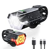 CIRYCASE Luci Bicicletta LED, Ricaricabili USB Luci Bici Posteriore e Anteriore Avvertimento Lato 360° Rotabile, Alta Luminose Faro Luce Casco Impermeabile IP65 Ciclismo Riflettore per MTB/Corsa/Bici