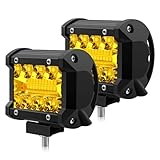 WinPower Faro da Lavoro LED Barra 12W Faretti Fendinebbia Fuoristrada Faretti Profondità Luci Giallo Impermeabile LED per Trattore Auto Camion Barca Furgoneetc., 2 pezzi