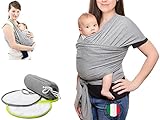 Fascia Neonato (100% Made In Italy) Con 2 BAVAGLINI INCLUSI, Fascia Porta Bebe In Cotone Organico, Fascia Neonato Porta Bebe In Tessuto Morbido, Leggero, Traspirante, Adatta Fino A 15 Kg