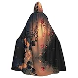 DEXNEL Mantello con cappuccio a figura intera con ruota e fiori, per Halloween, carnevale, cosplay
