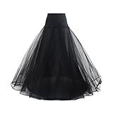 TUKA Sottogonna con Pizzo, 1 Cerchio, 3 Strati, Crinolina Sottoveste, per Vestito Abito da Sposa, Taglia Unica, Adatto per Taglia 32 - Taglia 42. Nero, TKB0019 Black
