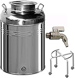 Belvivere Contenitore Fusto bidone Olio Inox 18/10 Made in Italy con Rubinetto e piedistallo con Ruote (30 lt)