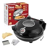 YIBAKE Forno Elettrico per Pizze, Pizza 4' Minuti, Φ 31cm Piastra Pietra Ceramica, Max 420℃ Forno Pizza con 5 livelli di cottura, inkl. Pala per Pizza, Raschietto e Ricette