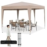 RELAX4LIFE Gazebo Esagonale, Tenda Pop-Up 400 x 348 cm con 3 Altezze Regolabili, Borsa da Trasporto, Gambe Vestite, Tessuto Rivestito in Argento, Ombra Solare per Esterni per Campeggio, BBQ, Feste