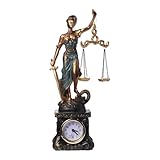 Swtgaah La dea dell'equilibrio orologi ornamenti imitazione di bronzo dea greca della giustizia figura resina con orologio Adatto per mobili decorazione bar ornamenti (ZB-170)