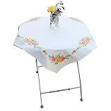 Trimits Kit per punto croce stampato, tovaglia – include tessuto stampato, fili, ago e istruzioni, 80 x 80 cm, bouquet floreale