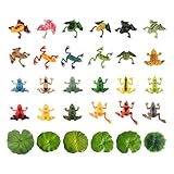 ZBHDEYG 24 giocattoli a rana, 6 foglie di loto simulazione, mini giocattolo a rana, giocattolo galleggiante, accessori per la decorazione del laghetto