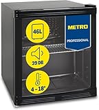 METRO Professional Mini Frigo per Bevande GPC1046 Con Porta in Vetro, 220-240V, Ripiano Regolabile, Frigo Bar Silenzioso, Frigo Da Ufficio, Bar, Gastronomia (Nero, 46 L)