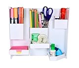 MS WORLD Organizer Scrivania Ufficio, Portapenne da Scrivania, Porta Trucchi Organizer o Porta Oggetti Bagno - Organizzatore Scrivania Multifunzione Pieghevole per Make Up, Cancelleria Scuola, ecc