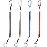 4 pcs Portachiavi Spirale Portachiavi a Molla Spirale con Moschettone Portachiavi Estensibile Cordini da Pesca Cordino di Sicurezza per Canottaggio Kayak Campeggio e Caccia
