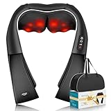 ALLJOY Massaggiatore Cervicale, Massaggiatore per Collo e Spalle con Riscaldamento, Massaggio Shiatsu Elettrico Schiena 3D Tre Velocità Regolabili,Regalo per Uomo Donna,Nero