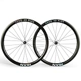 ICAN AERO 40 Plus - Set di ruote per bici da strada in carbonio da 40 mm, 1382 g, freno a disco 700 C, larghezza interna 23 mm, compatibile con copertoncino senza camera d'aria (compatibile con Road