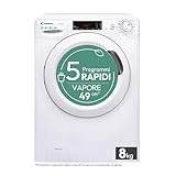 Candy Smart Lavatrice 8kg, carica frontale, Classe B, 1200 giri, 16 Programmi, Cicli Rapidi, Partenza Ritardata, Connessa NFC, Trattamento a Vapore, 85 x 60 x 53 cm, Bianco – CSS128TW4-11