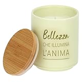 THUN - Candela "Bellezza che illumina l'anima" - base: stoneware, tappo: legno - Collezione Candele - 125 g - Ø 6.5 cm, 8 cm h