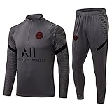 WDDWYHLL - Tuta da calcio, da uomo/ragazzo, a maniche lunghe, abbigliamento sportivo, traspirante, per fitness, corsa, jogging, Grigio 1, M