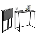 MEUBLE COSY Scrivania per Computer Pieghevole Postazione di Lavoro per Ufficio, Studio, Piccoli Spazi, Facile da Montare, Struttura in Metallo, Nero, 80x44x74cm