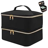 ADERTOS Valigetta Porta Smalti e Lampada Unghie UV, Borsa Organizer per Smalti, Conservazione dello Smalto per 30 Flaconi a 15 ml, Custodia per Smalti per Unghie a 2 Strati - Nero
