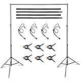 Relota Supporto per Sfondo Fotografico Regolabile 200cm x 300cm, Professional Sistema di Fondale con 10 Morsetti a Molla per Studio Fotografico, Live Streaming, Registrazione Video, Ritratti