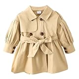 Acuryx Giacca a Vento da Bambina Bimba Doppio Petto con Fiocco Cintura Manica Lunga Cappotto Trench Neonata Elegante 9-12 Mesi