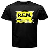 R.E.M. out Time Alternative Men's Black T-Shirt Black L