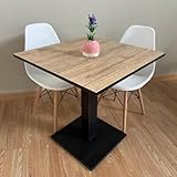 TAVOLO BAR | BISTROT | RISTORANTE QUADRATO CON PIEDE CENTRALE 60/70/80 cm colori assortiti (ASPEN OAK - NERO, 70X70)