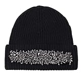 sodeber All-Match per cappello con strass moda maglia lana termica unisex antivento uso quotidiano mattutino lavoro, Nero BK, M