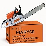 Motosega a Scoppio Lama 50 cm,Motore 2 tempi 52 cc, Potente, Affidabile, Taglio Preciso, Ideale per Taglio Legna, Potatura e Abbattimento