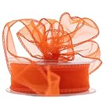 Rotolo di nastro in organza cablato, larghezza 30 mm, 50 mm e 70 mm, per albero di Natale, ghirlande, confezioni regalo, fiocchi e decorazioni per matrimoni (arancione, 30 mm)
