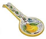 Sicilia Bedda - Poggiamestolo in Ceramica di Caltagirone - Varie Fantasie - Prodotto Autentico Dipinto a Mano (Ramo Limoni)