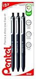 Pentel BX467 Izee penna a sfera a scatto 0,7 mm nero, 3 pezzi