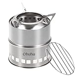 Ohuhu Rocket - Fornello da campeggio leggero in acciaio inox, a base di alcool, portatile, per cucinare all'aperto, picnic, barbecue, escursionismo, con borsa a rete