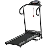 HOMCOM Tapis Roulant Elettrico Pieghevole Salvaspazio, Tapis Roulant Professionale con Display LCD, Velocità 0.8-10km/h e 12 Programmi, Potenza 500W, per Casa e Ufficio, Nero