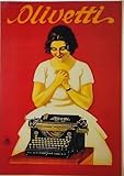 KUSTOM ART Quadro Serie Pubblicità Vintage Retrò Olivetti Stampa su Legno 30x21 cm.