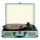 Giradischi Vinile, 3 Velocità (33 1/3, 45 E 78 Giri) stereo Portatile Giradischi, con Altoparlanti Incorporati, Bluetooth, 3.5mm AUX-IN E Jack per Cuffie, Linea RCA