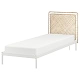 IKEA VEVELSTAD - Struttura letto con 1 testiera, 90 x 200 cm, in rattan, colore: bianco