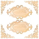 Keboyoe 6 Pezzi Fregi di Legno Decorativi, Fregi in Legno per Mobili, Applique legno Intagliato Decorazioniper Mobili, Porte, Pareti, Finestra 26 * 15 cm 12 * 12 cm