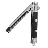 Switchblade Pettine, pettine pieghevole in acciaio INOX con pulsante automatico in metallo per saltare la molla per barba baffi, accessori per lo styling dei capelli