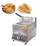 Friggitrice A Gas Professionale,Friggitrice Professionale A Gas,Potenza Di Fuoco Regolabile,L'Acciaio Inossidabile è Facile Da Pulire E Adatto Sia All'Uso Domestico Che Commerciale 29*39*35cm